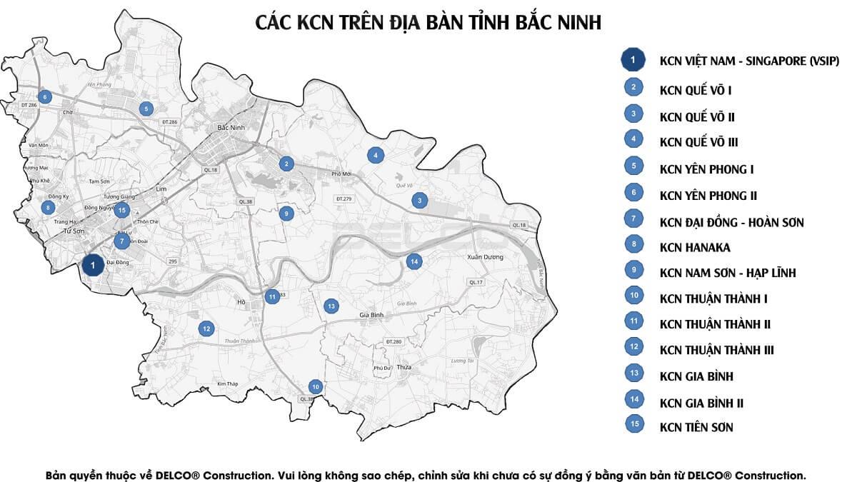 Bản đồ phân bố Khu công nghiệp Bắc Ninh