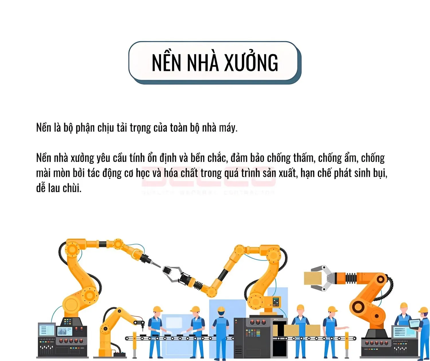 Nền là bộ phận chịu tải trọng của toàn bộ nhà máy, của hệ thống máy móc và của hoạt động sản xuất trong nhà máy