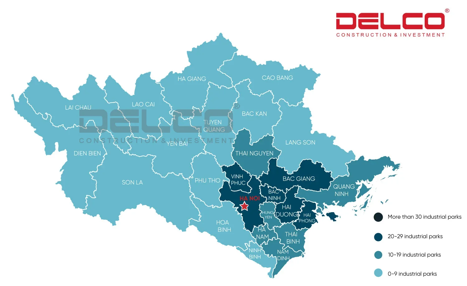 List and map of industrial zones in the North