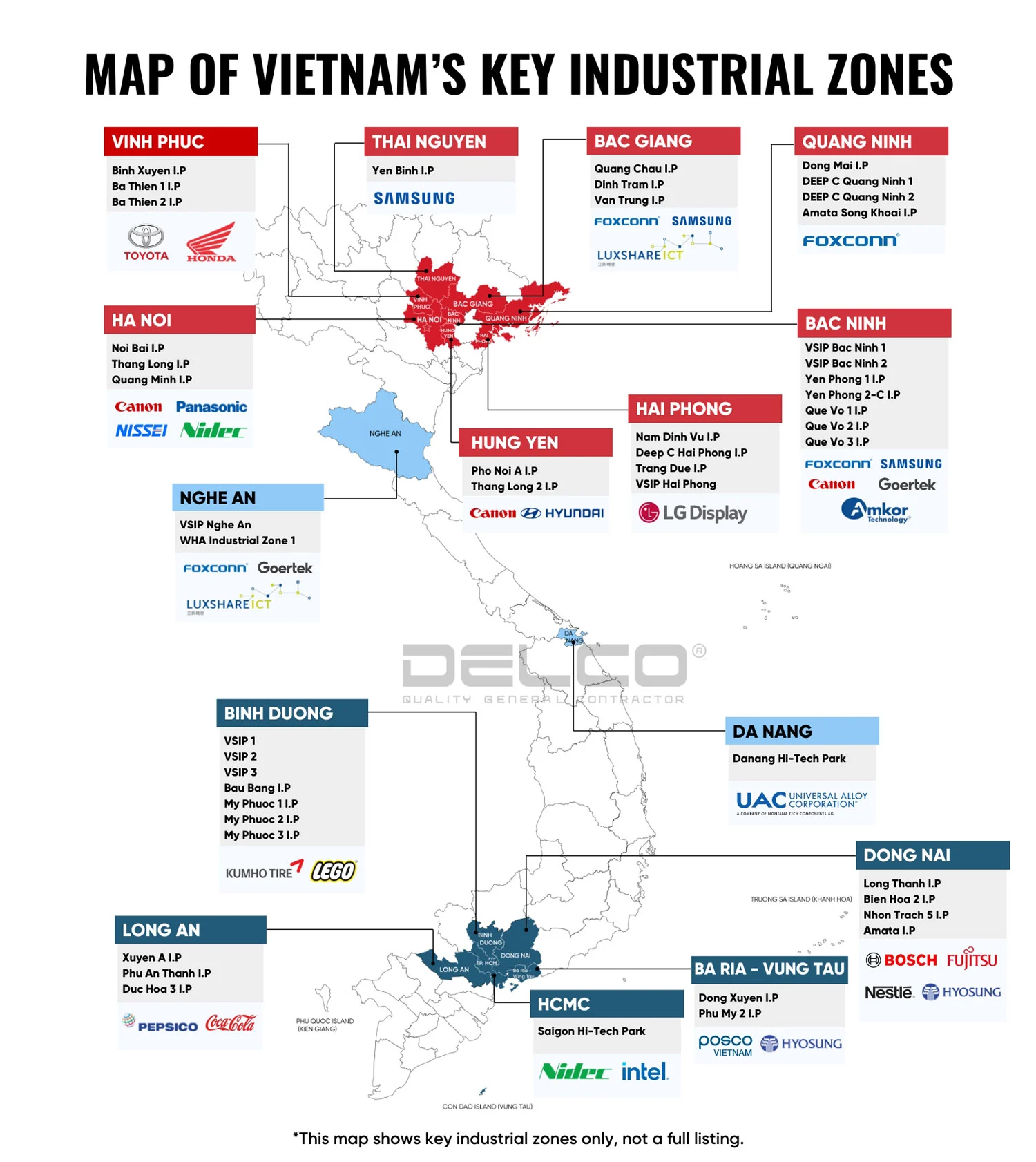 Bản đồ tập trung các khu công nghiệp trọng yếu Việt Nam