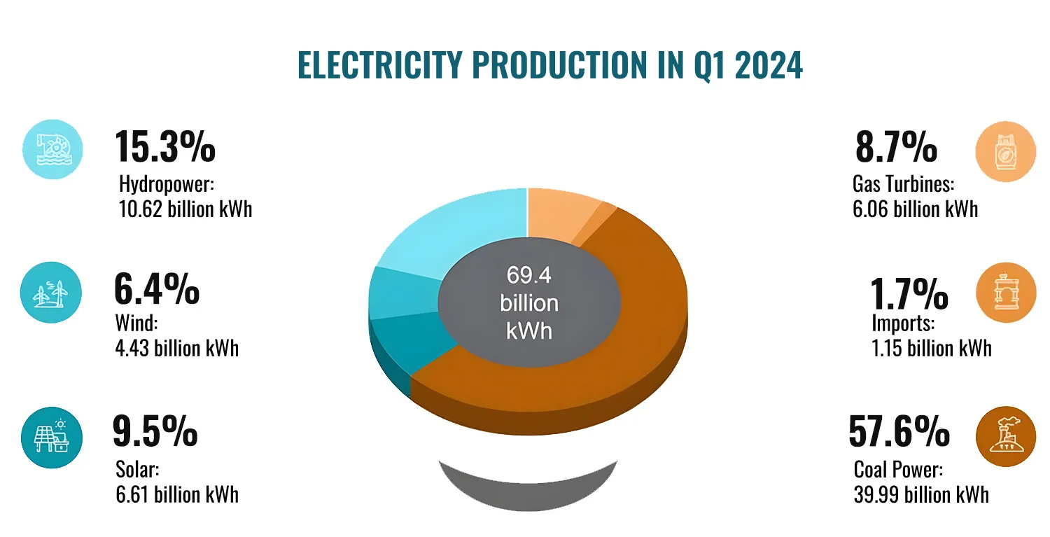 Electricity Production in Q1 2024 (Source: EVN)